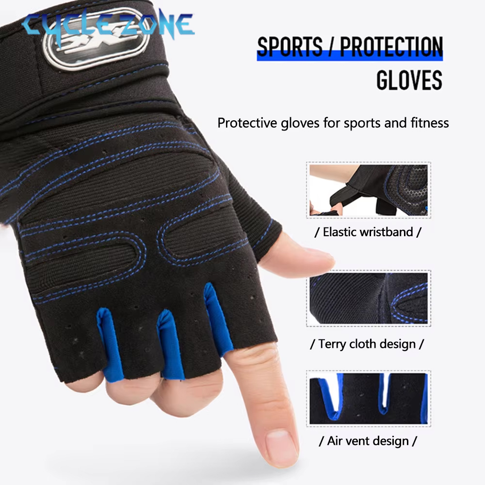 Workout Glove Gym - 3 Çift Kaymaz Yarım Parmaklı Bisiklet